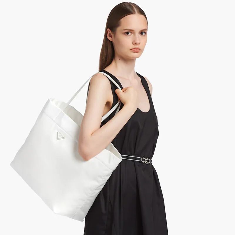 Prada 1BG107 Re-Nylon Tote In White