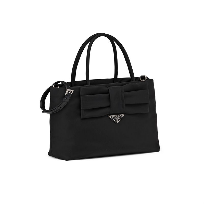 Prada 1BG320 Flat Bow Nylon Bag In Black