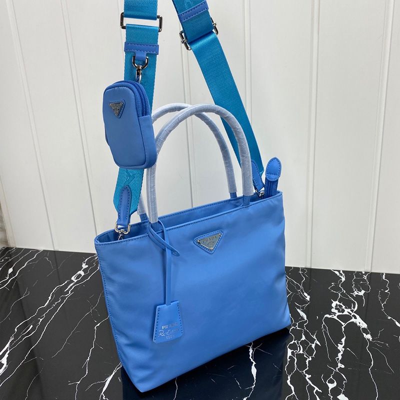 Prada 1BG320 Flat Bow Nylon Bag In Blue