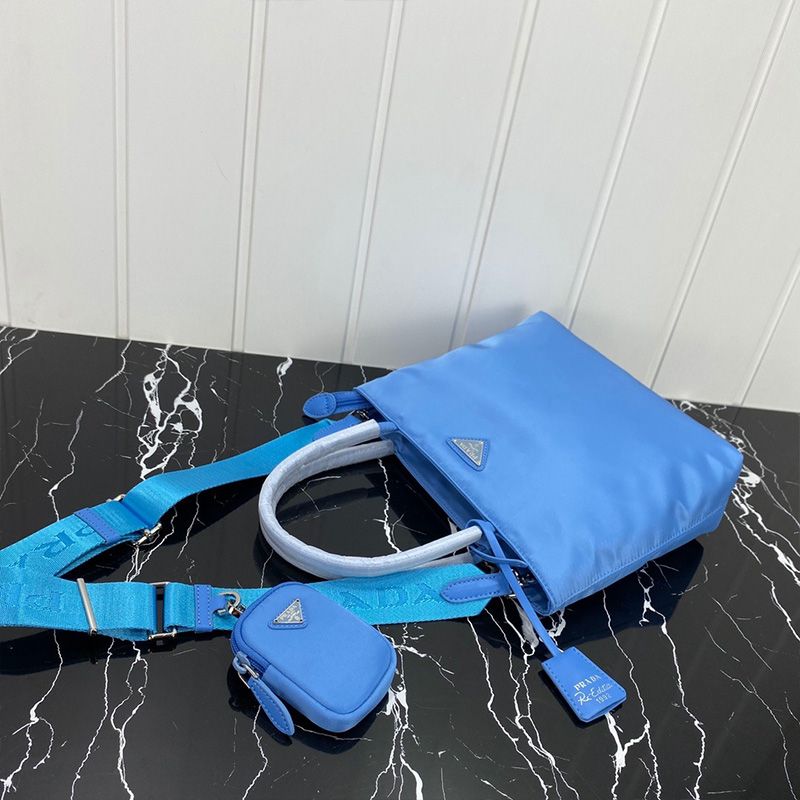 Prada 1BG320 Flat Bow Nylon Bag In Blue