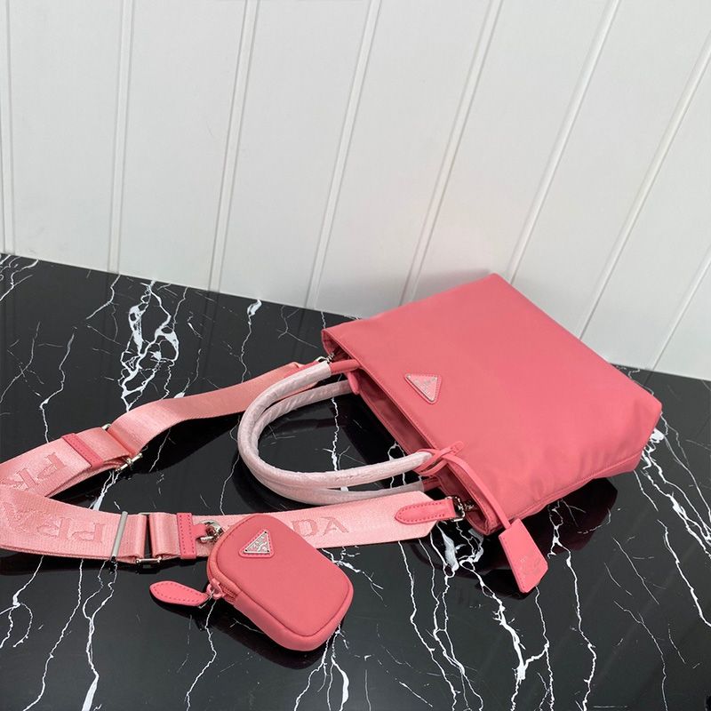 Prada 1BG320 Flat Bow Nylon Bag In Pink