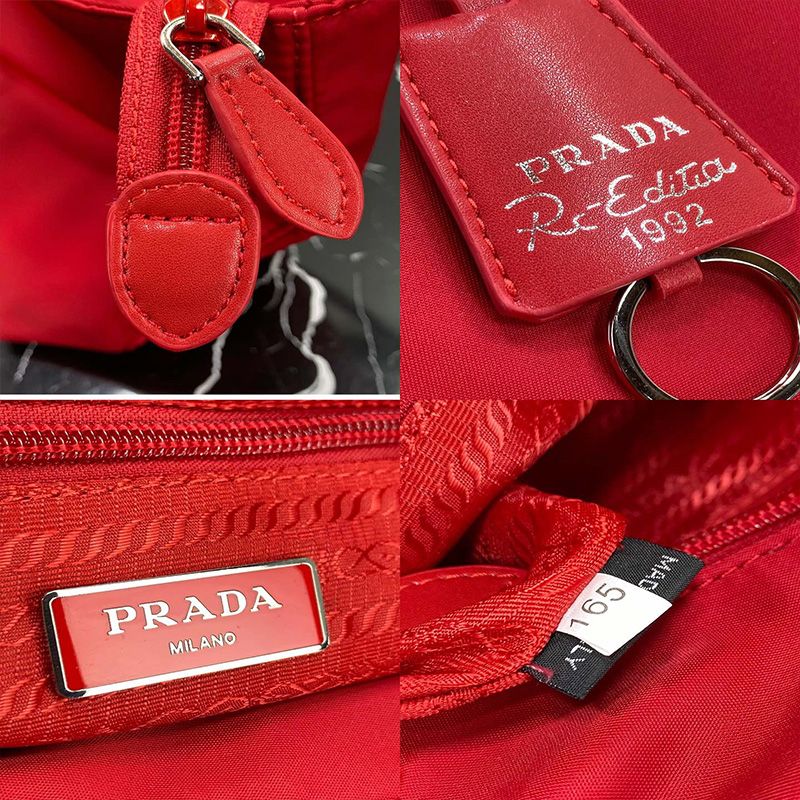 Prada 1BG320 Flat Bow Nylon Bag In Red