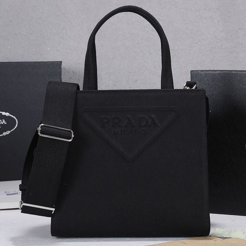 Prada 1BG382 Large Drill Tote In Black