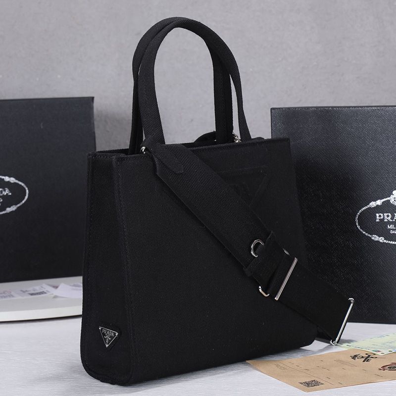 Prada 1BG382 Large Drill Tote In Black