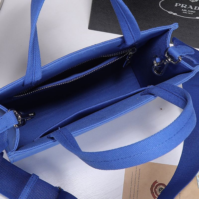 Prada 1BG382 Large Drill Tote In Blue