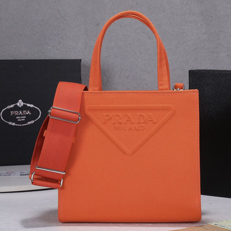 Prada 1BG382 Large Drill Tote In Orange