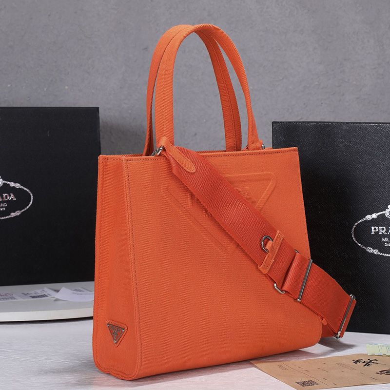 Prada 1BG382 Large Drill Tote In Orange