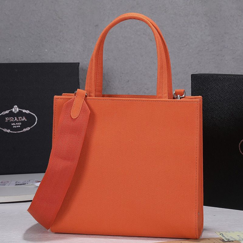 Prada 1BG382 Large Drill Tote In Orange