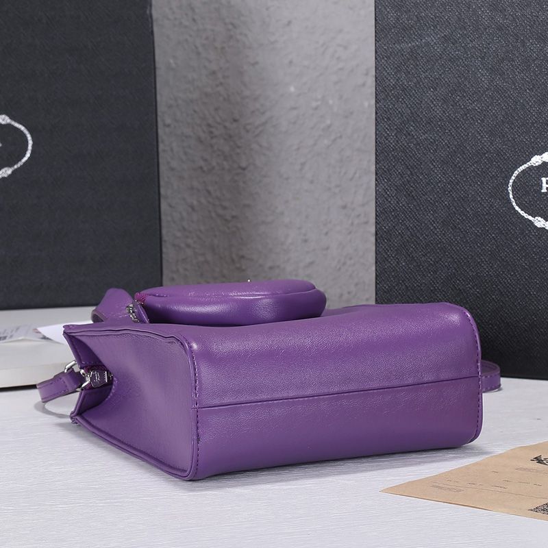 Prada 1BG418 Nappa Leather Tote In Purple