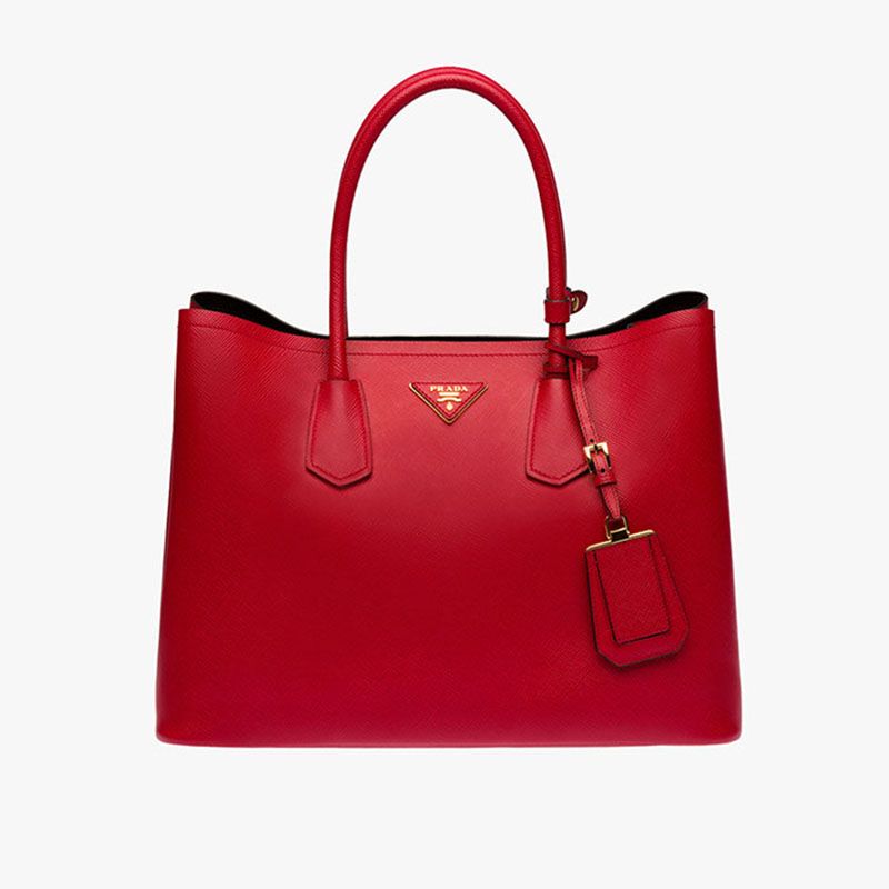 Prada 1BG756 Saffiano Leather Double Bag In Red