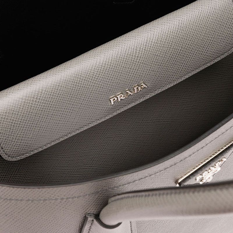 Prada 1BG775 Saffiano Leather Double Bag In Grey