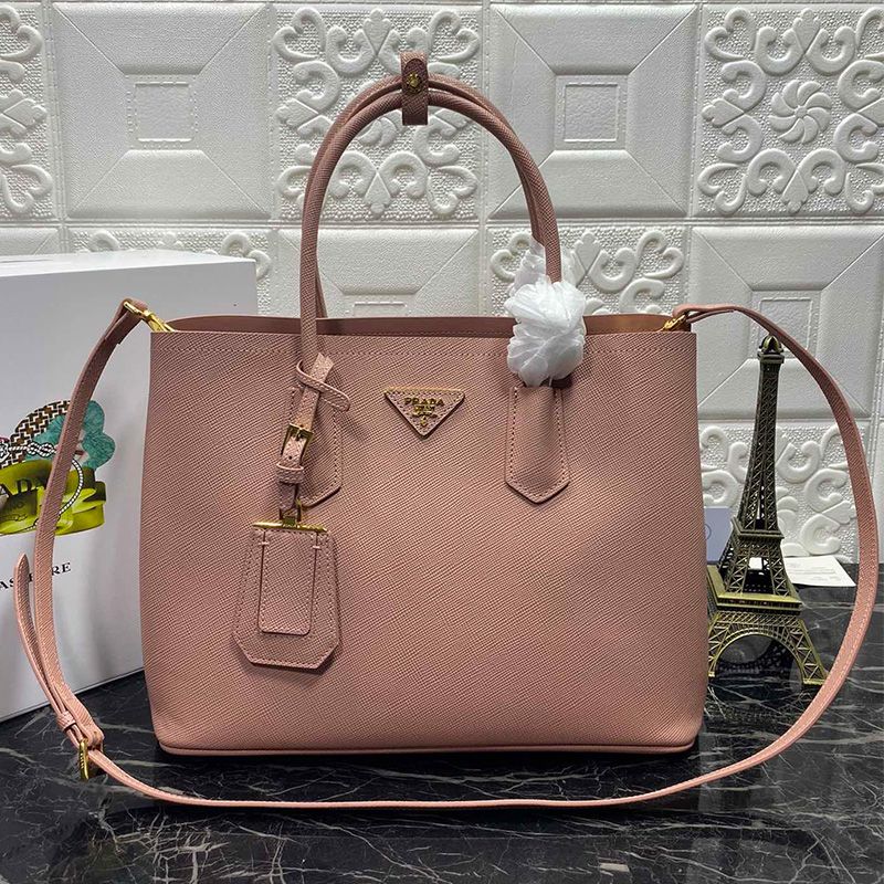 Prada 1BG775 Saffiano Leather Double Bag In Pink