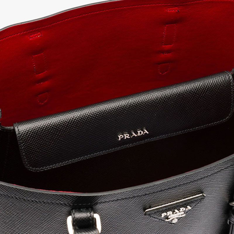 Prada 1BG820 Saffiano Leather Double Bag In Black