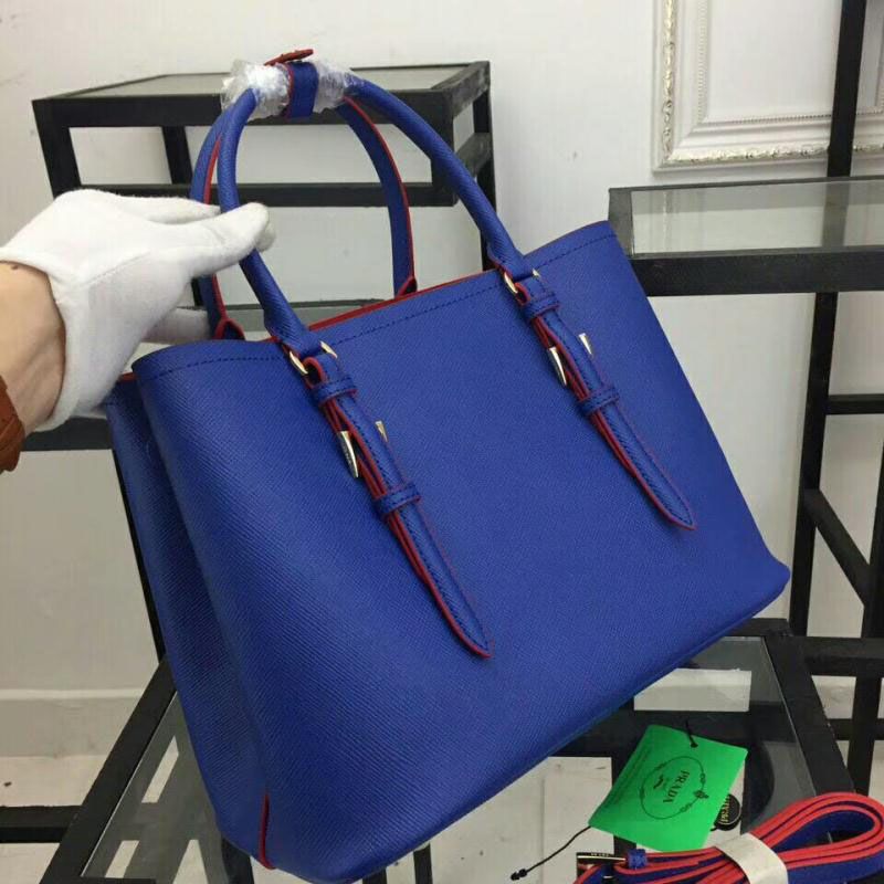 Prada 1BG820 Saffiano Leather Double Bag In Blue