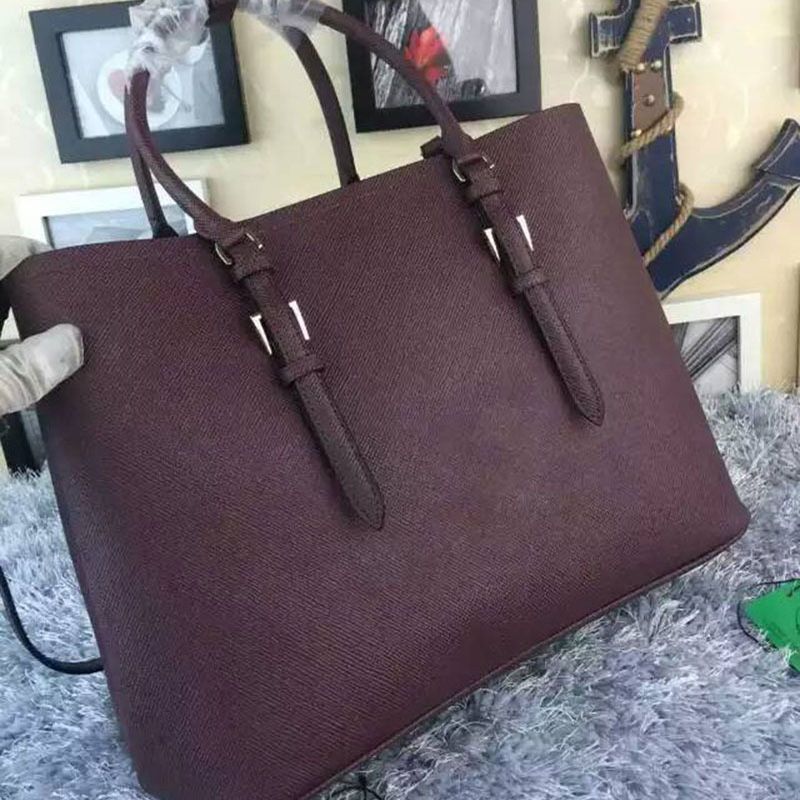 Prada 1BG820 Saffiano Leather Double Bag In Burgundy