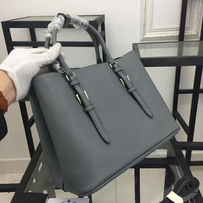 Prada 1BG820 Saffiano Leather Double Bag In Grey