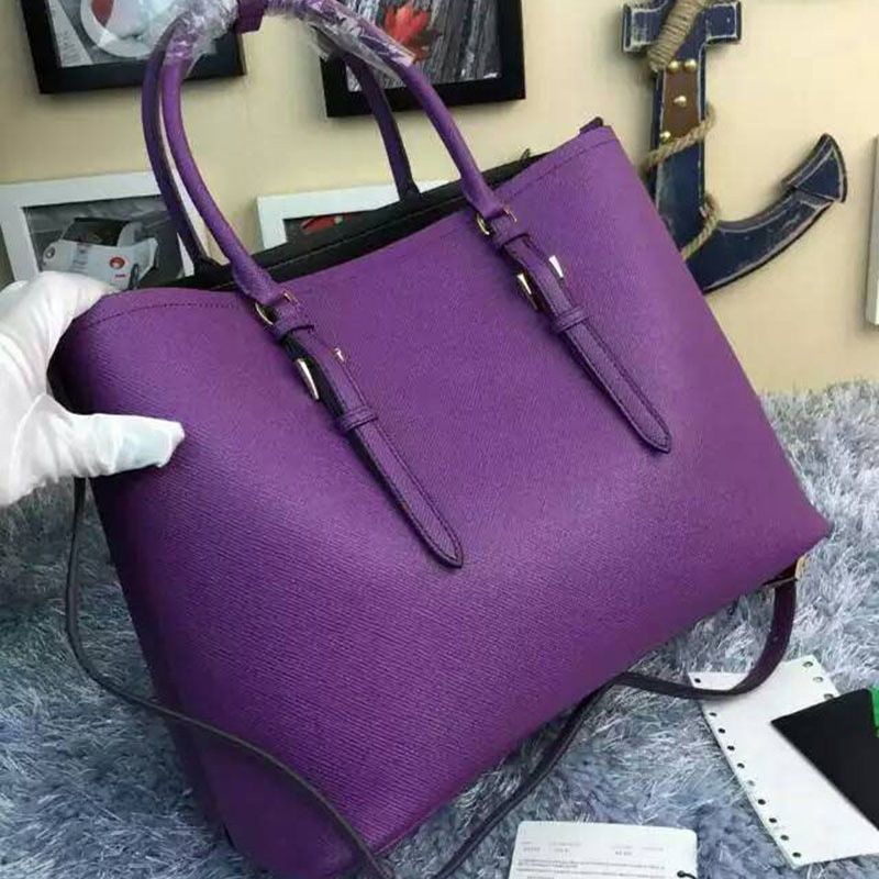 Prada 1BG820 Saffiano Leather Double Bag In Purple