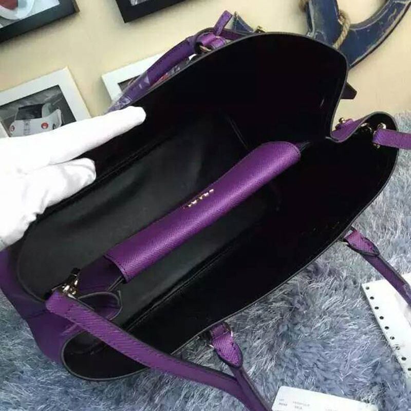 Prada 1BG820 Saffiano Leather Double Bag In Purple