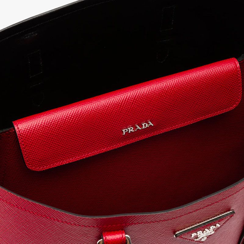 Prada 1BG820 Saffiano Leather Double Bag In Red