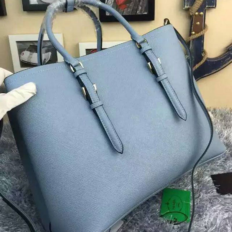 Prada 1BG820 Saffiano Leather Double Bag In Sky Blue