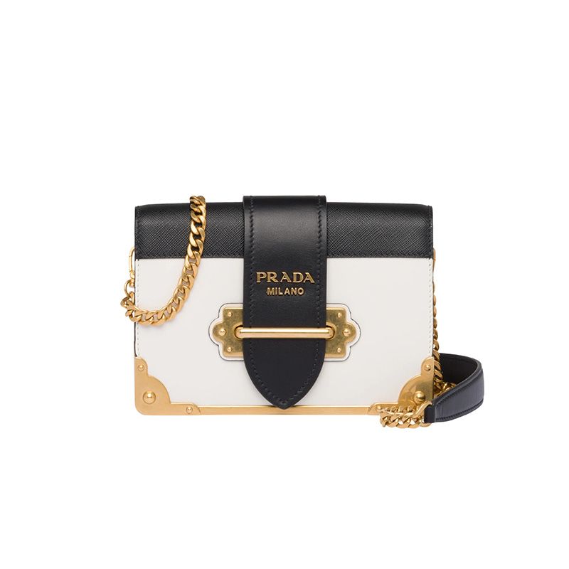 Prada 1BH018 Calf Leather Cahier Bag In White