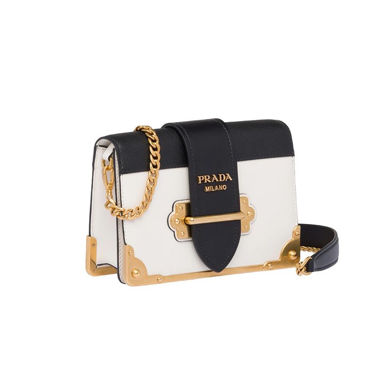 Prada 1BH018 Calf Leather Cahier Bag In White