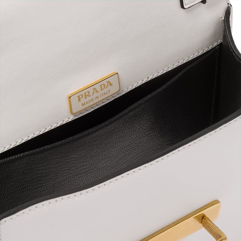 Prada 1BH018 Calf Leather Cahier Bag In White