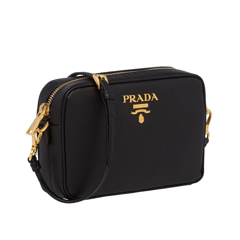 Prada 1BH036 Saffiano Leather Shoulder Bag In Black