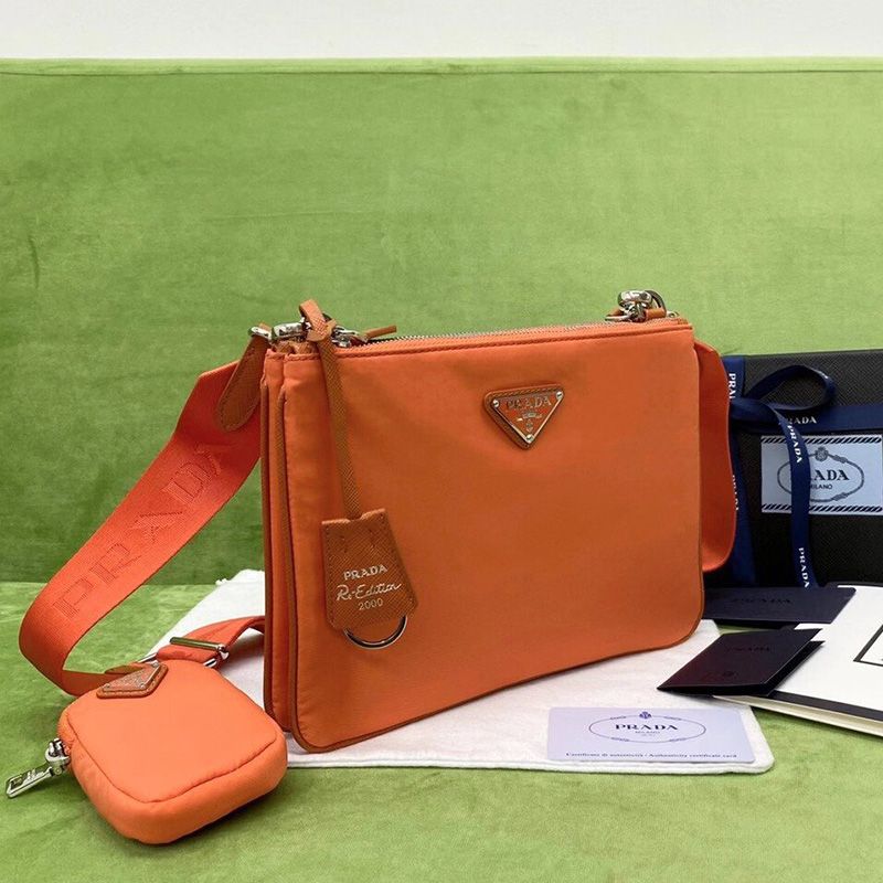 Prada 1BH046 Nylon Re-Edition Shoulder Bag In Orange