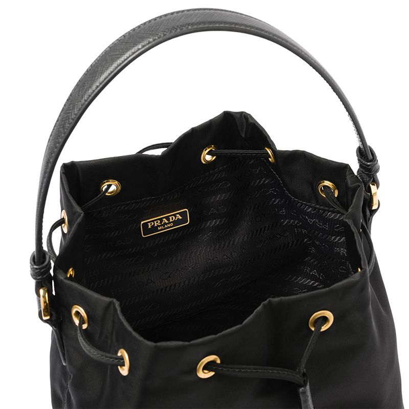 Prada 1BH097 Nylon Bucket Bag In Black