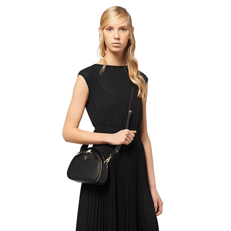 Prada 1BH123 Saffiano Leather Odette Bag In Black