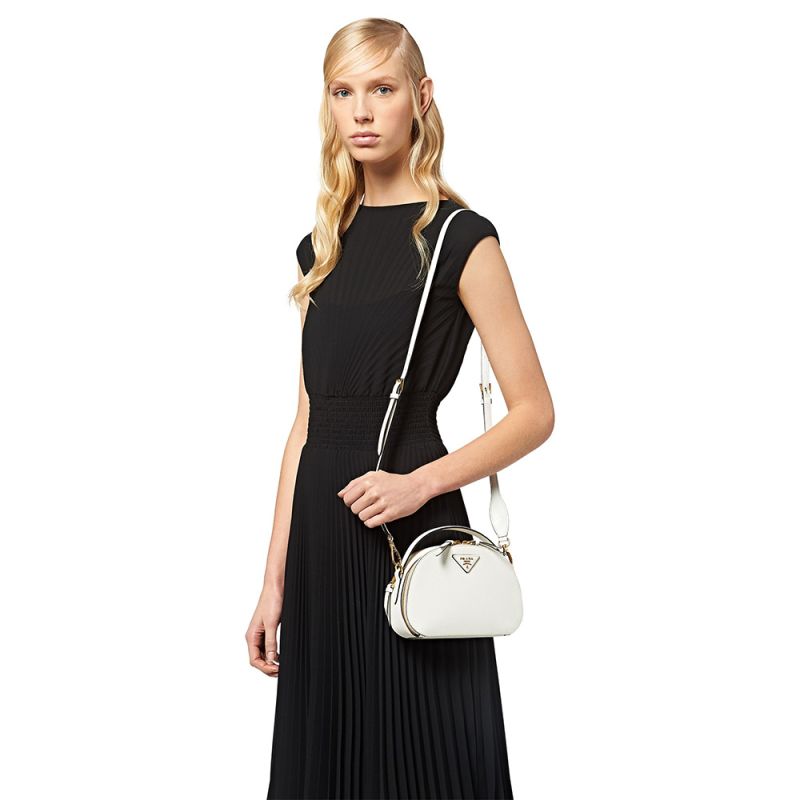 Prada 1BH123 Saffiano Leather Odette Bag In White