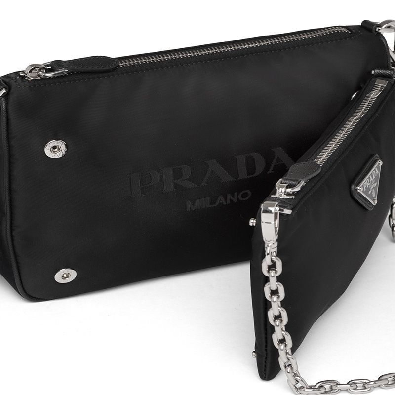 Prada 1BH168 Nylon Shoulder Bag In Black