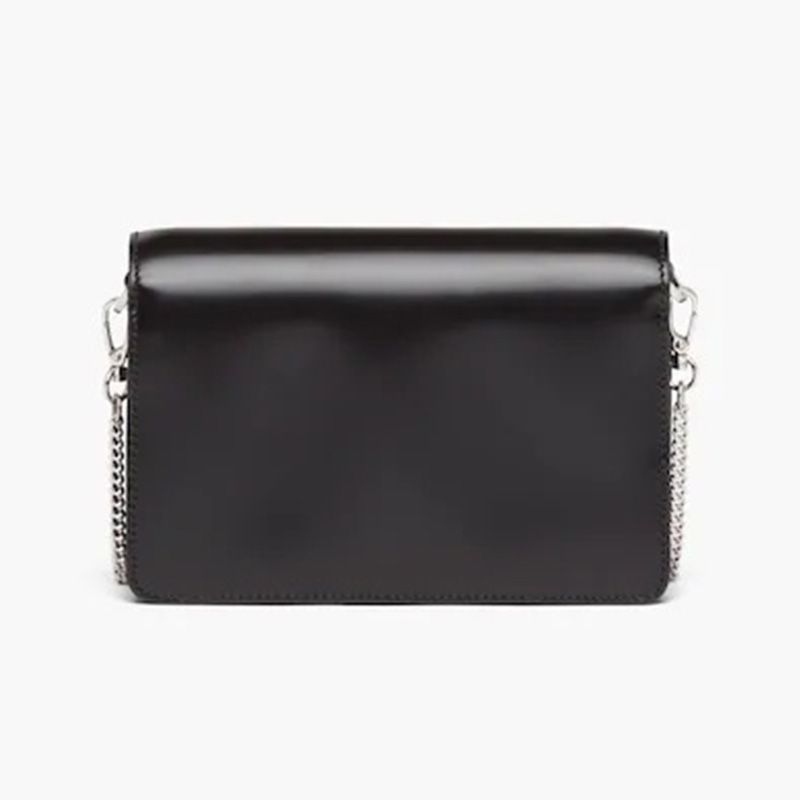 Prada 1BH189 Brushed Leather Shoulder Bag In Black