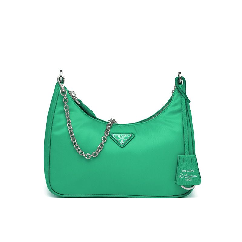 Prada 1BH204 Nylon Hobo Bag In Green