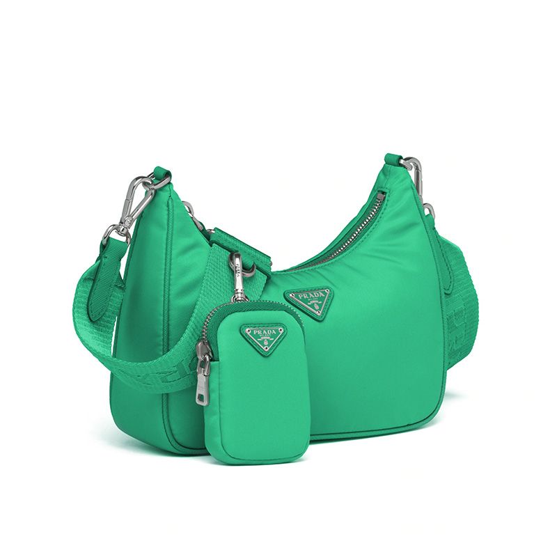 Prada 1BH204 Nylon Hobo Bag In Green