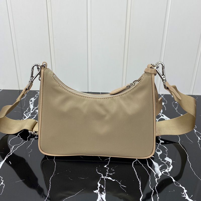 Prada 1BH204 Nylon Hobo Bag In Khaki