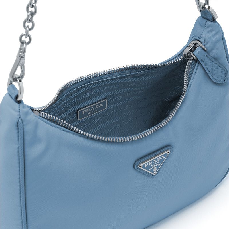 Prada 1BH204 Nylon Hobo Bag In Sky Blue