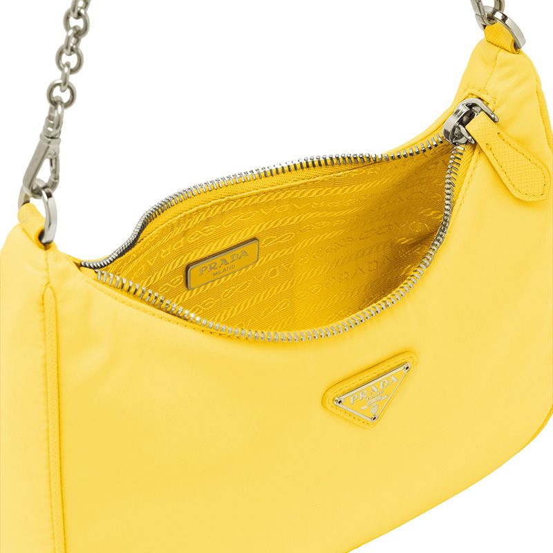 Prada 1BH204 Nylon Hobo Bag In Yellow