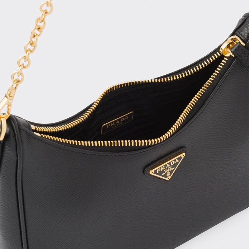 Prada 1BH204 Re-Edition 2005 Leather Hobo Bag In Black