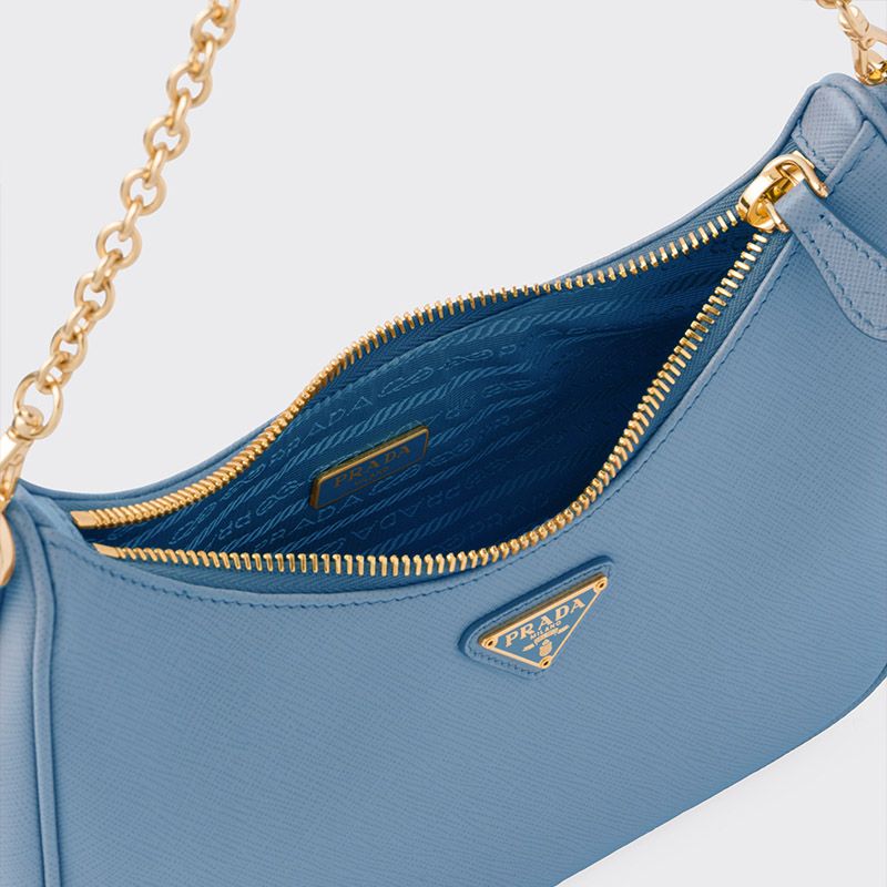 Prada 1BH204 Re-Edition 2005 Leather Hobo Bag In Sky Blue