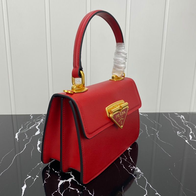 Prada 1BN021 Mini Saffiano Leather Galleria Bag In Red