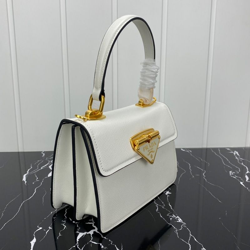 Prada 1BN021 Mini Saffiano Leather Galleria Bag In White