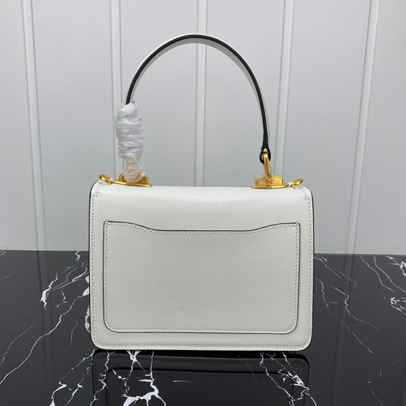 Prada 1BN021 Mini Saffiano Leather Galleria Bag In White