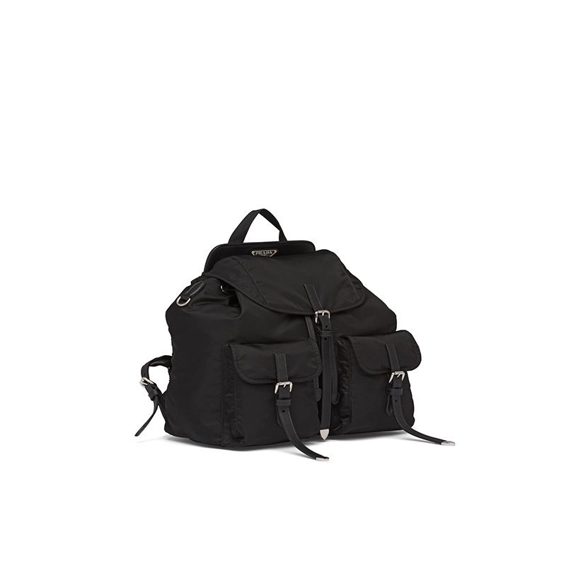 Prada 1BZ063 Nylon And Saffiano Leather Backpack In Black