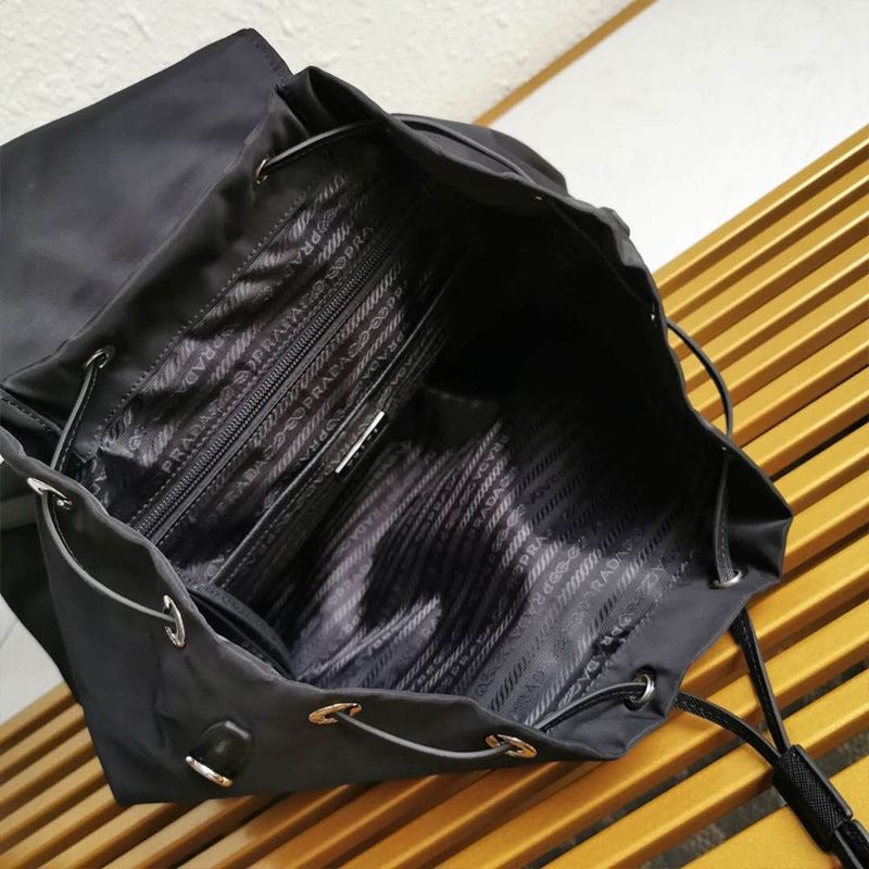 Prada 1BZ064 Nylon And Saffiano Leather Backpack In Black