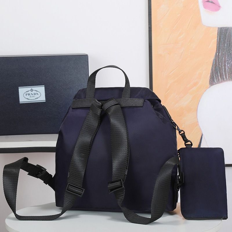 Prada 1BZ811 Re-Nylon Medium Backpack In Blue/Green