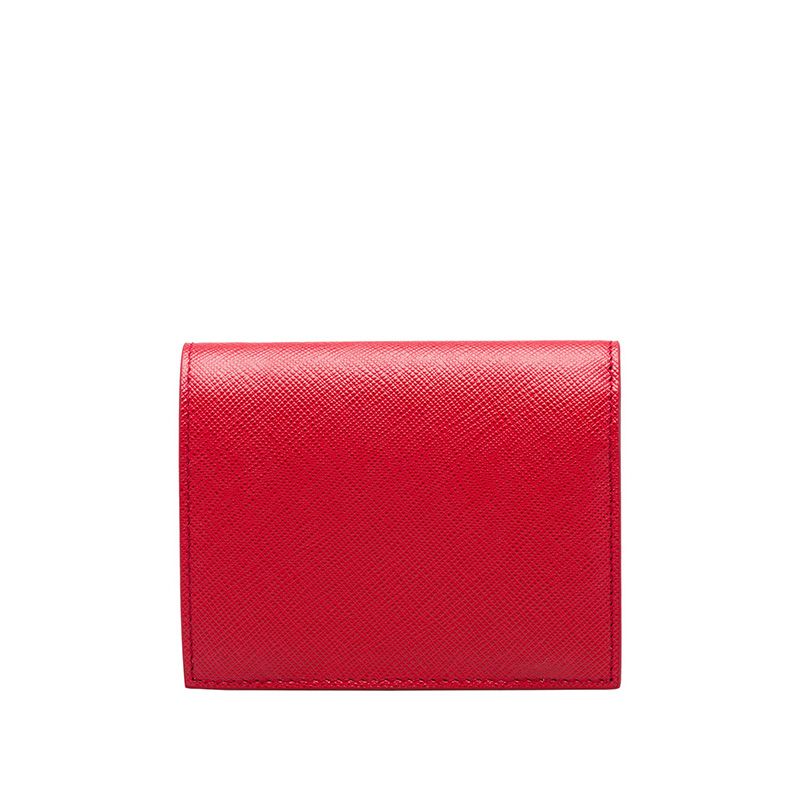 Prada 1MV204 Color-rich Lettering Saffiano Leather Bifold Wallet In Red