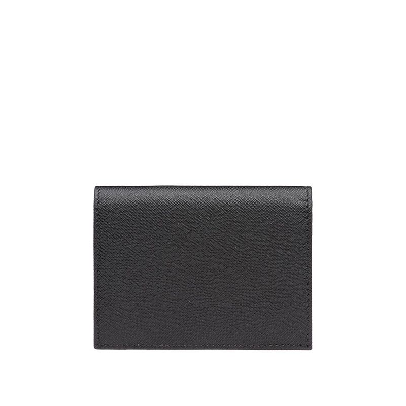 Prada 1MV204 Lettering Saffiano Leather Bifold Wallet In Black