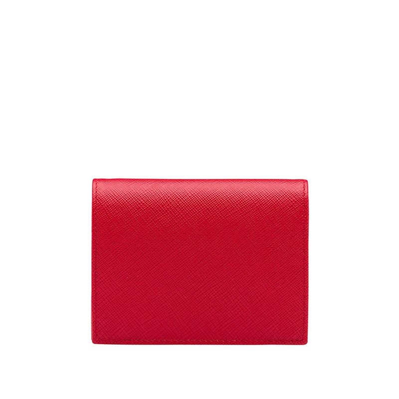 Prada 1MV204 Lettering Saffiano Leather Bifold Wallet In Red